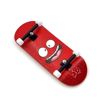 34mm x 96mm Pro Fingerboard Set-Up (Complete) | Real Wood Deck (5-Layers) | Pro Trucks with Lock-Nuts | Polyurethane Pro Wheels | Real Ball Bearings | Red Face  SPITBOARDS